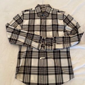 Express Mens Fitted Plaid M 15-15 1/2 neck Dress Shirt, medium